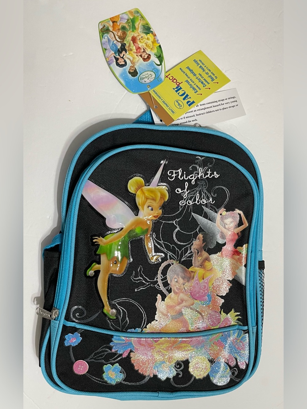 Small Backpack - Disney - Tinkerbell - Fairies Friends Black 12" School Bag NEW